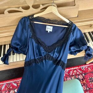 Reformation x Kacey Musgraves Stella Lace Trim Silk Dress